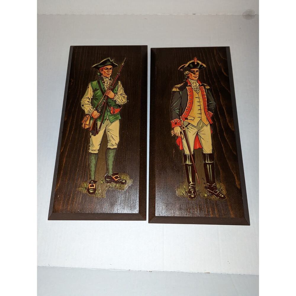 Revolutionary War Soldiers Frederick Elmiger Wall Art Wood Plaques Set 15x7 1"